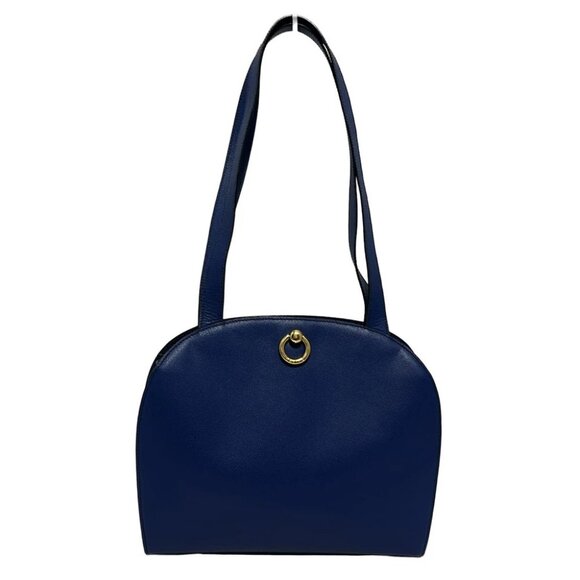 Auth CELINE Gancini Blue Leather Tote Bag - Picture 1 of 8